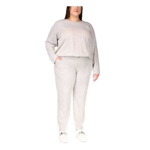 MICHAEL KORS Womens Gray Animal Print Long Sleeve Crew Neck T-Shirt Plus 1X